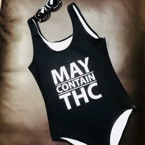 Graphic Lettered Bodysuit/Swimsuit